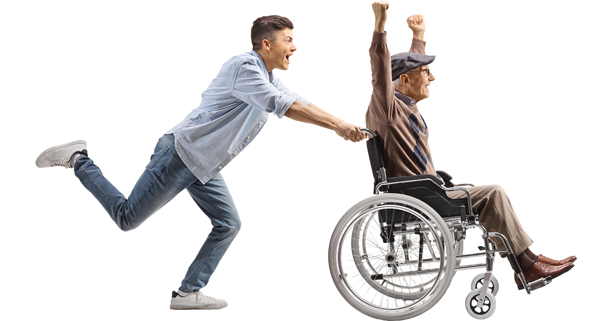 Junger Mann Rollstuhlfahrer